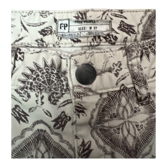 + Free People Jeans Free People Sundial Jeans Boho 26 Printed Skinny Cropped KD1 - Picture 3 of 4
